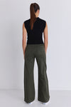 Among The Brave Zoey Dark Khaki High Rise Wide Leg Pocket Jean - Dark Khaki