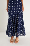 Stories Be Told Reign Navy Polka Dot Georgette Strappy Maxi Dress