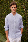 The Academy Brand Rory Linen Shirt -Navy Stripe