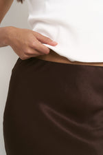 Ivy + Jack Rosette Chocolate Satin Bias Midi Skirt - Chocolate