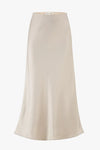 Ivy + Jack Rosette Pearl Satin Bias Midi Skirt - Pearl