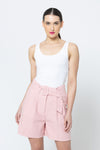 Seeking Lola Georgie Pleated Shorts - Gelato Linen