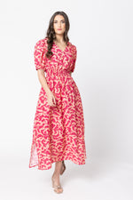 Seeking Lola Skillfull Midi Dress - Rosette Burst