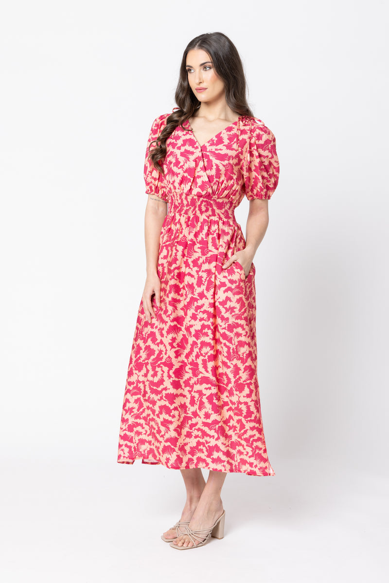 Seeking Lola Skillfull Midi Dress - Rosette Burst