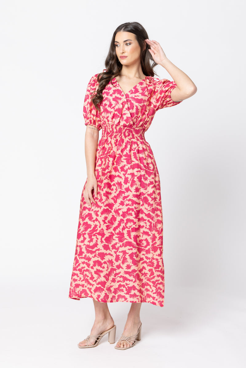 Seeking Lola Skillfull Midi Dress - Rosette Burst