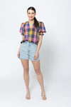 Seeking Lola Relaxed Butterfly Top - Textured Check