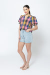 Seeking Lola Relaxed Butterfly Top - Textured Check