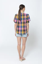 Seeking Lola Relaxed Butterfly Top - Textured Check