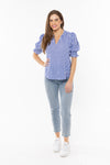 Seeking Lola Relaxed Butterfly Top - Royal Check