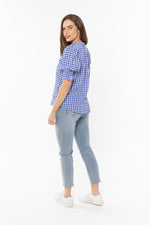 Seeking Lola Relaxed Butterfly Top - Royal Check