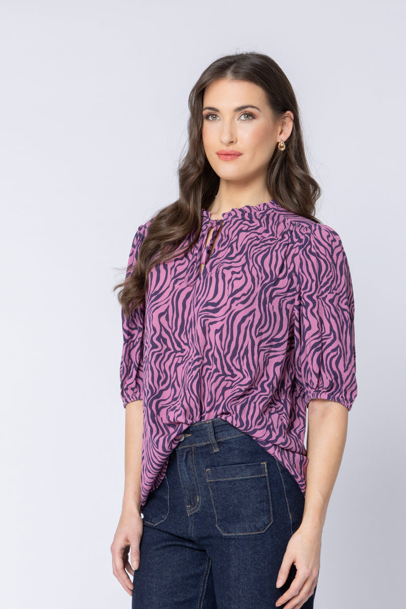 Seeking Lola Hopeful Top - Animal Navy Pink