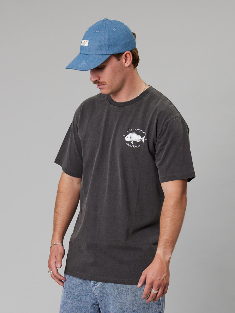 Just Another Fisherman Snapper Logo Tee - Aged Washed Black