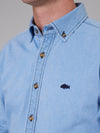 Just Another Fisherman Stamp Denim Work Shirt - Light Blue