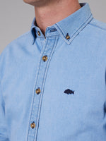 Just Another Fisherman Stamp Denim Work Shirt - Light Blue