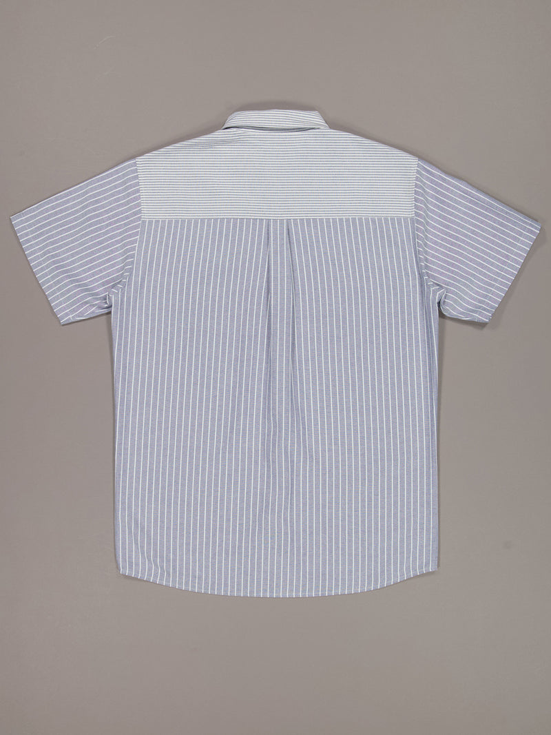 Just Another Fisherman Compass Stripe SS Shirt - Blue Stripe