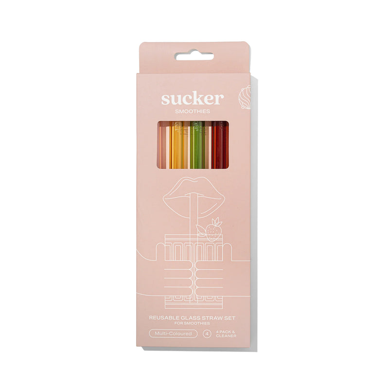 Sucker Reusable Glass Smoothie Straws - Multi