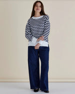 Betty Basics Ember Knit Jumper - Navy White Stripe