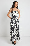 Among The Brave Showstopper Black White Satin Strappy Bias Slip Dress - Black/White