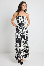 Among The Brave Showstopper Black White Satin Strappy Bias Slip Dress - Black/White