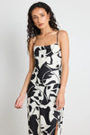 Among The Brave Showstopper Black White Satin Strappy Bias Slip Dress - Black/White