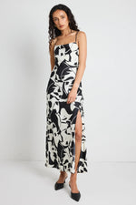 Among The Brave Showstopper Black White Satin Strappy Bias Slip Dress - Black/White