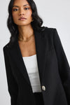 Among the Brave Enough Black Textured Fitted Blazer