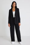 Among the Brave Enough Black Textured Fitted Blazer