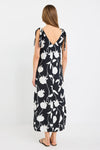 Stories Be Told Spontaneous Black And White Floral Tie Shoulder Relaxed Midi Dress