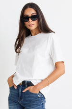 Stories Be Told Street Ivory Crew Neck Short Sleeved Boxy Tee - White