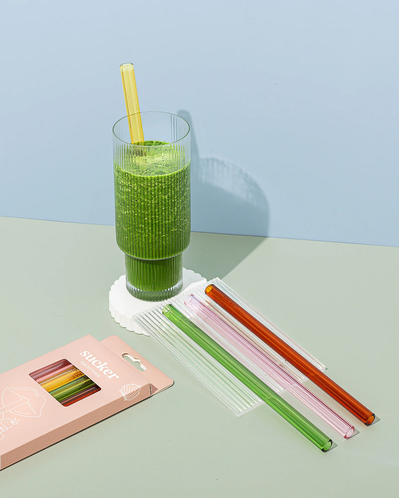 Sucker Reusable Glass Smoothie Straws - Multi