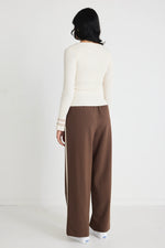 Stories Be Told Townie Chocolate Stripe Side Tape Wide Leg Pants - Chocolate