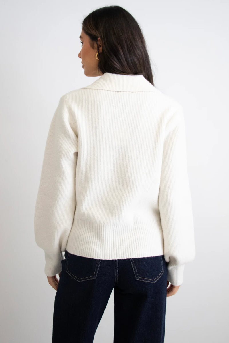 Among The Brave Truth Ivory Collar Chunky Knit Jumper - Ivory
