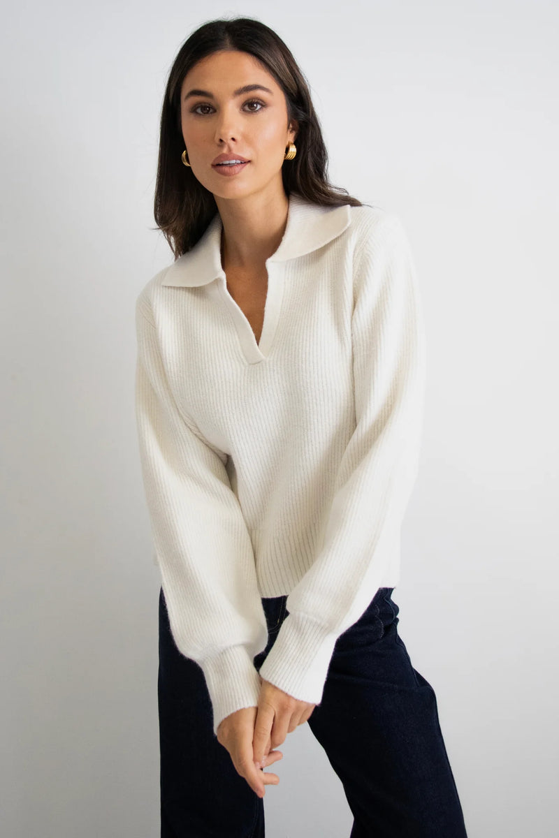 Among The Brave Truth Ivory Collar Chunky Knit Jumper - Ivory