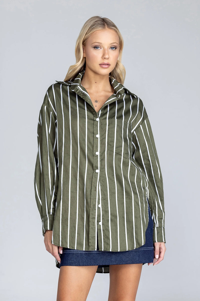 Blak Two Makes One Shirt - Forest With White Stripe