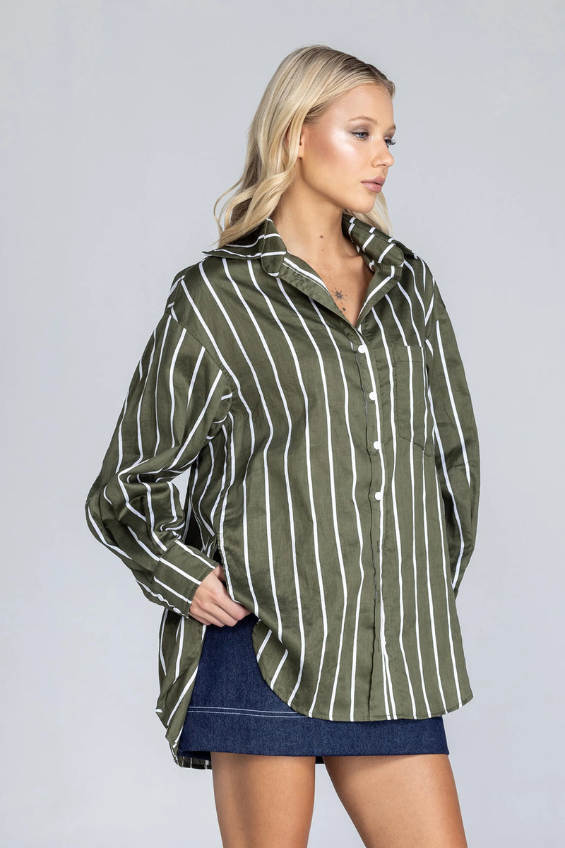 Blak Two Makes One Shirt - Forest With White Stripe