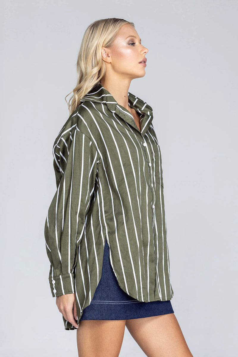 Blak Two Makes One Shirt - Forest With White Stripe