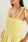 RE: Union Label Vacation Canary Yellow Strappy Shirred Midi Dress - Canary