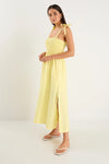 RE: Union Label Vacation Canary Yellow Strappy Shirred Midi Dress - Canary