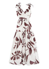 Ivy + Jack Wishful Chocolate Leaves Cotton Tie Strap Tiered Maxi Dress - Chocolate Leaves