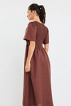 RE: Union Label Wren Chocolate Linen Blend SS Shirred Bodice Midi Dress - Chocolate