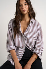 Stories Be Told You Got This Chocolate Stripe Oversized Shirt - Chocolate Stripe