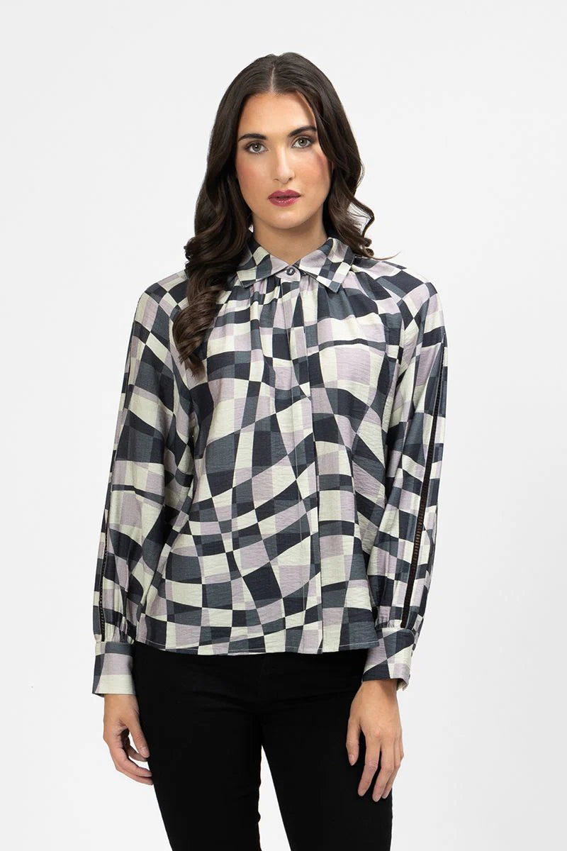 Seeking Lola Zoe Blouse - Pastel Geo