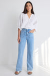 Among the Brave Zoey High Rise Wide Leg Pocket Jean - Light Blue