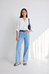 Among the Brave Zoey High Rise Wide Leg Pocket Jean - Light Blue