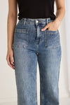 Among the Brave Zoey High Rise Wide Leg Pocket Jean - Mid Blue