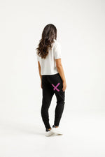 Home-Lee Apartment Pants - Black with Candy Stripe X