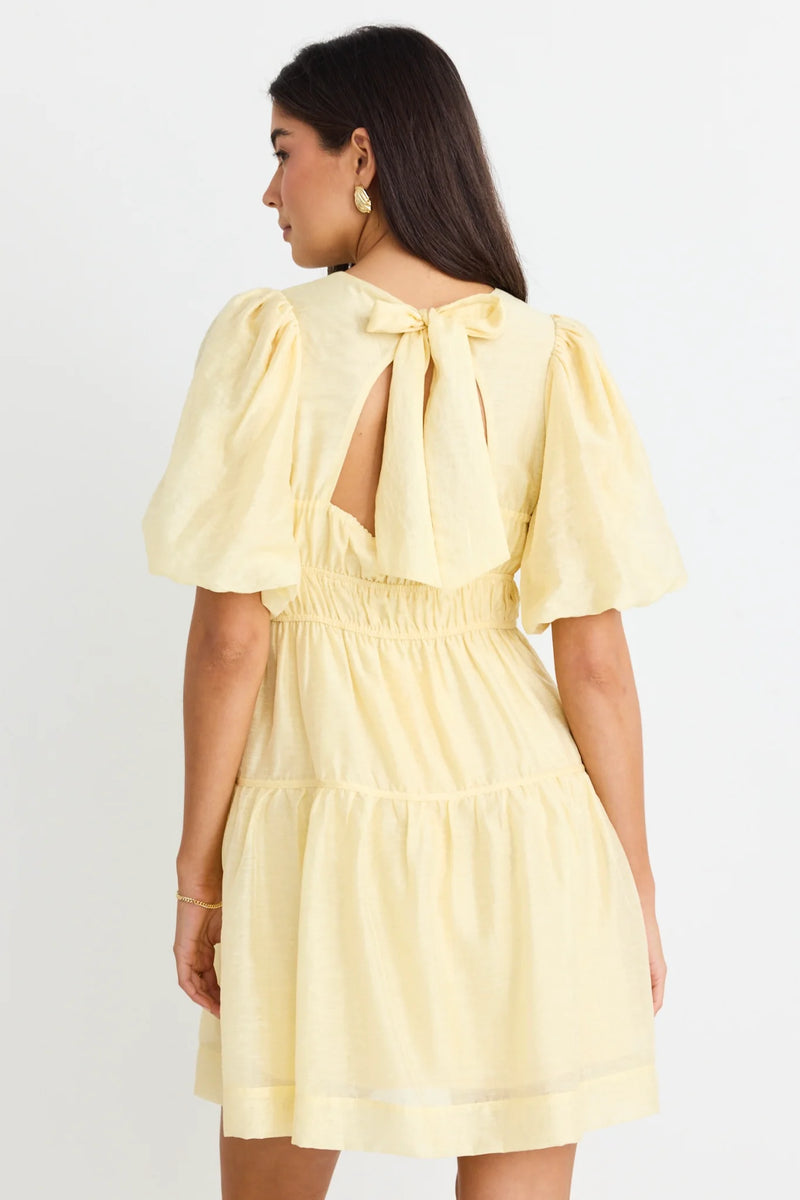 Gerorgia Mae - Axel Butter Puff Sleeve Bow Back Mini Dress