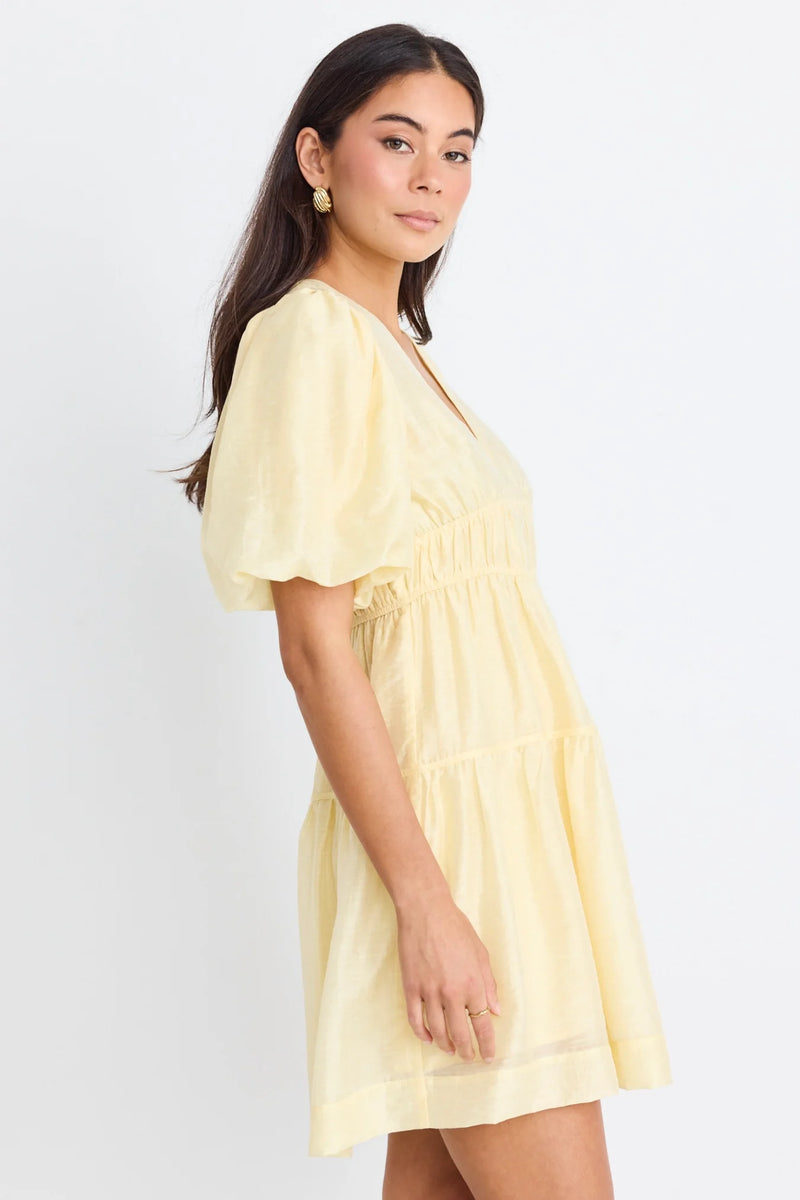 Gerorgia Mae - Axel Butter Puff Sleeve Bow Back Mini Dress