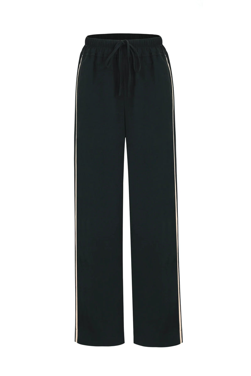 Among the Brave Confidant Black Stripe Leg Crepe Wide Pants