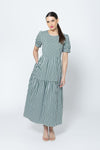 Leila + Luca Prediction S/S Maxi Dress - Forest Green Check